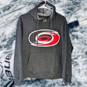 Carolina Hurricanes Embroider NHL Hockey Antigua Wms XL Boxy Hoodie Heather Gray